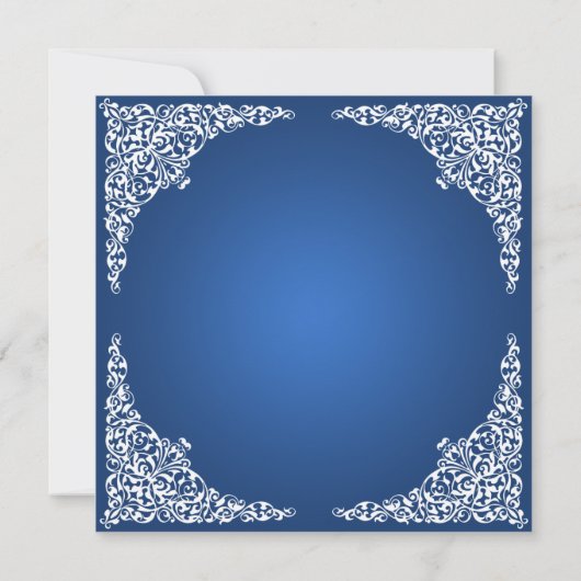 50歳の誕生日パーティーのヴィンテージがサファイアブルーに旋回 招待状 (裏面)