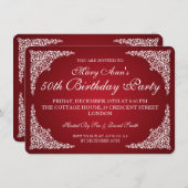 50歳の誕生日パーティーのヴィンテージが渦巻く 招待状 (正面/裏面)