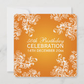 50歳の誕生日パーティーのヴィンテージが2オレンジに旋回 招待状 (裏面)