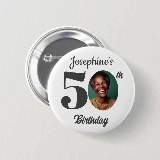 50歳の誕生日パーティーの写真ギフト 缶バッジ (正面&裏面)