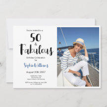 50歳の誕生日パーティーの写真招待状「50 and Fabulous」