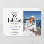 50歳の誕生日パーティーの写真招待状「50 and Fabulous」 招待状 (正面/裏面)