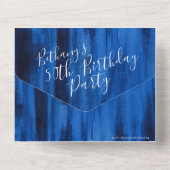 50歳の誕生日パーティーの写真 サファイアブルー オールインワン招待状 (裏面)