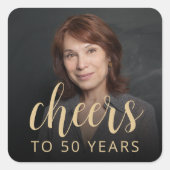 50歳の誕生日パーティーの写真 乾杯 スクエアシール (正面)