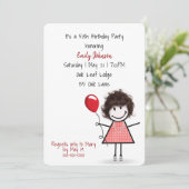 50歳の誕生日パーティーの女の子と赤い風船 招待状 (スタンド正面)
