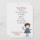 50歳の誕生日パーティーの女の子 スニーカーにワイン 招待状 (正面)