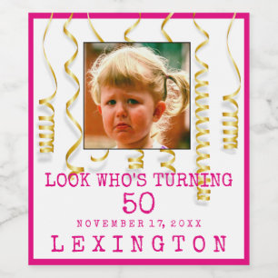 50歳の誕生日パーティーの少女,写真選抜のカラー ワインラベル