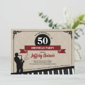 50歳の誕生日パーティーの招待ジャズミュージックテーマ 招待状 (スタンド正面)