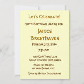 50歳の誕生日パーティーの招待メンドルと贈り物 招待状 (裏面)