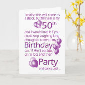 50歳の誕生日パーティーの招待ユーモアのある, Word カード (黄色い花)