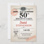 50歳の誕生日パーティーの招待男性へ 招待状 (正面)