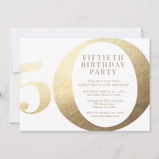50歳の誕生日パーティーの招待 招待状 (正面)