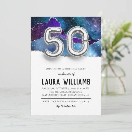 50歳の誕生日パーティーの招待 招待状 (スタンド正面)