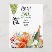 50歳の誕生日パーティーの日程を保存する招待状 ポストカード (正面)