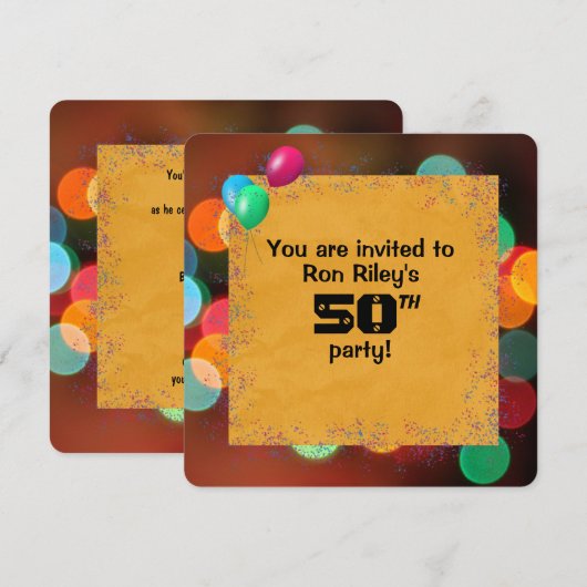 50歳の誕生日パーティーの祭典 招待状 (正面/裏面)