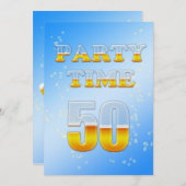 50歳の誕生日パーティーへのビールの招待 招待状 (正面/裏面)
