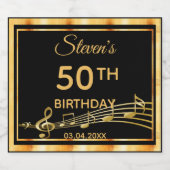 50歳の誕生日パーティーエレガントブラック&金ゴールド音楽 スパークリングワインラベル (シングルラベル)