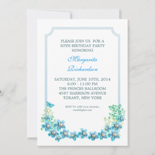 50歳の誕生日パーティーエレガント招待状 招待状 (正面)