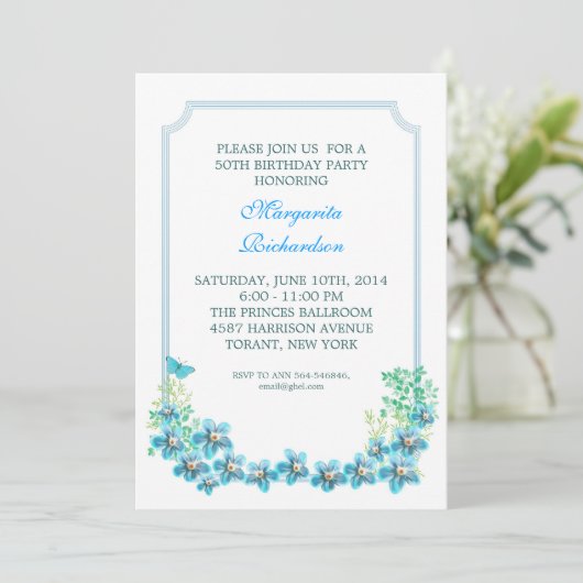50歳の誕生日パーティーエレガント招待状 招待状 (スタンド正面)