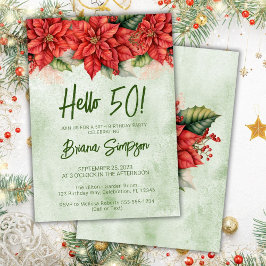 50歳の誕生日パーティークリスマスポインセチアの花 招待状