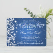 50歳の誕生日パーティースパークル2ブルー 招待状 (スタンド正面)