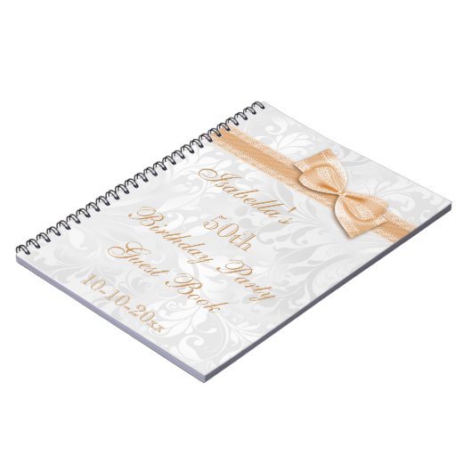 50歳の誕生日パーティーダマスクとボウ ノートブック (左側)