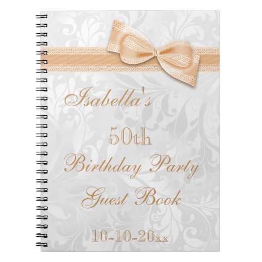 50歳の誕生日パーティーダマスクとボウ ノートブック (正面)