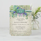 50歳の誕生日パーティーチケットピーコックフェザー 招待状 (スタンド正面)