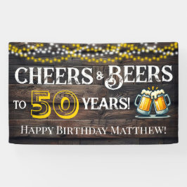 50歳の誕生日パーティーバナー Cheers and Beers to 50 Years 横断幕