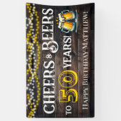 50歳の誕生日パーティーバナー Cheers and Beers to 50 Years 横断幕 (縦)