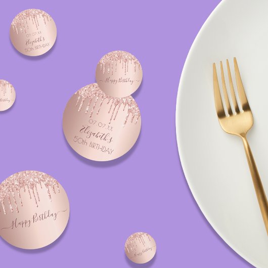 50歳の誕生日パーティーバラ金ゴールドグリッタードリップピンク コンフェッティ