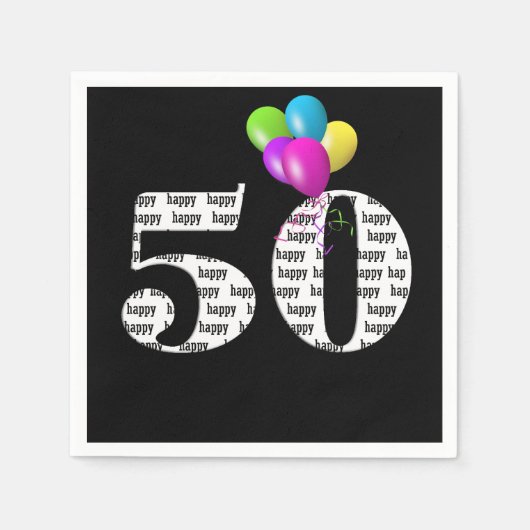 50歳の誕生日パーティーバルーン スタンダードカクテルナプキン (正面)