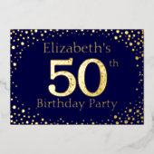 50歳の誕生日パーティーフォイル招待状 箔招待状 (正面)