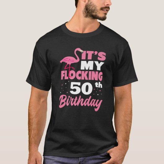 50歳の誕生日パーティーフラミンゴ Tシャツ (正面)