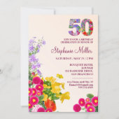 50歳の誕生日パーティーフローラモダン50歳のパーティー 招待状 (正面)