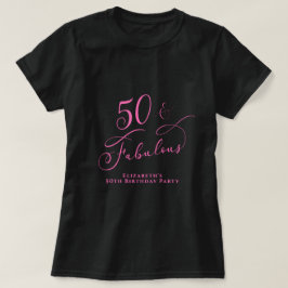 50歳の誕生日パーティーブラックピンク Tシャツ