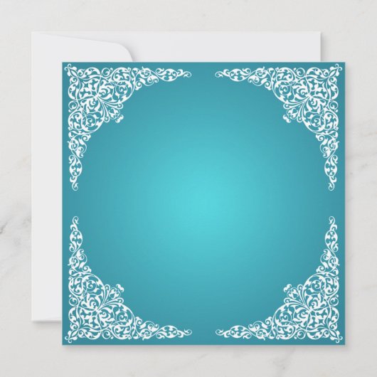 50歳の誕生日パーティーヴィンテージ旋回ターコイズ 招待状 (裏面)