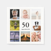 50歳の誕生日パーティー写真コラージュの男たち スタンダードカクテルナプキン (正面)