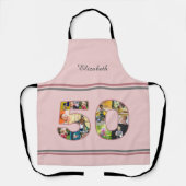 50歳の誕生日パーティー写真コラージュほこりっぽい赤面ピンク エプロン (正面)