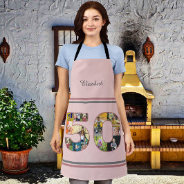 50歳の誕生日パーティー写真コラージュほこりっぽい赤面ピンク エプロン