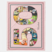 50歳の誕生日パーティー写真コラージュほこりっぽい赤面ピンク フリースブランケット (正面)