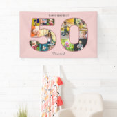 50歳の誕生日パーティー写真コラージュほこりっぽい赤面ピンク 横断幕 (インサイチュ)