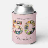 50歳の誕生日パーティー写真コラージュほこりっぽい赤面ピンク 缶クーラー (缶正面)