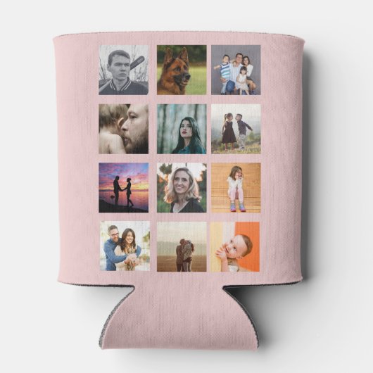 50歳の誕生日パーティー写真コラージュほこりっぽい赤面ピンク 缶クーラー (裏面)