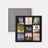 50歳の誕生日パーティー写真コラージュ男ブラック マグネット (正面/裏面)