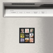 50歳の誕生日パーティー写真コラージュ男ブラック マグネット (インサイチュ (食洗機))