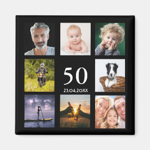 50歳の誕生日パーティー写真コラージュ男ブラック マグネット