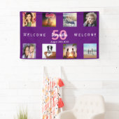 50歳の誕生日パーティー写真コラージュ紫 横断幕 (インサイチュ)