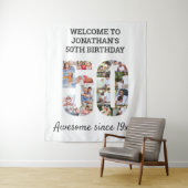 50歳の誕生日パーティー写真コラージュ背景 タペストリー (インサイチュ)