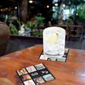 50歳の誕生日パーティー写真コラージュ黒 スクエアペーパーコースター